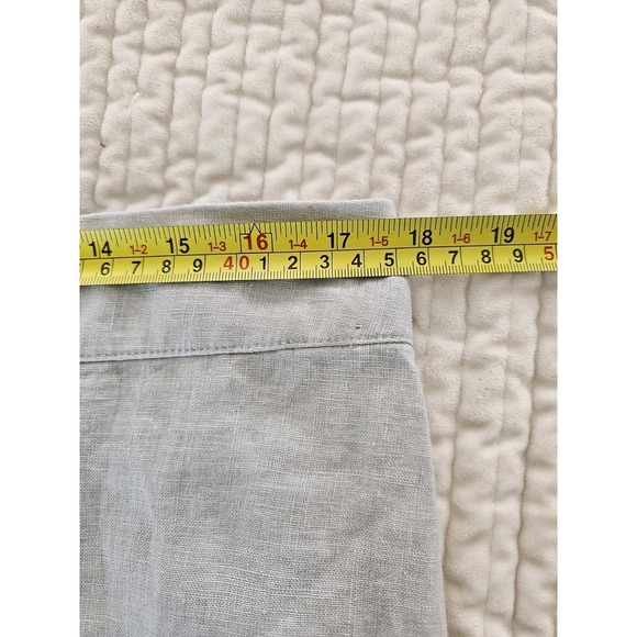 FLAX Lagenlook Maxi Skirt M Gray Linen Elastic Waist  Front Slit - Picture 4 of 4